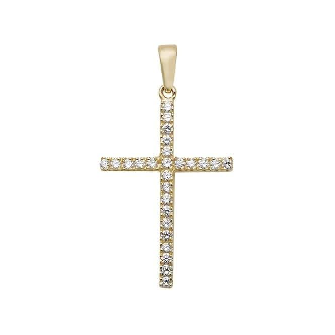 9ct Yellow Gold Cross Zirconia Pendant PN996