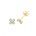 9CT Gold Zirconia 4 Petal Flower Stud Earrings ES1646