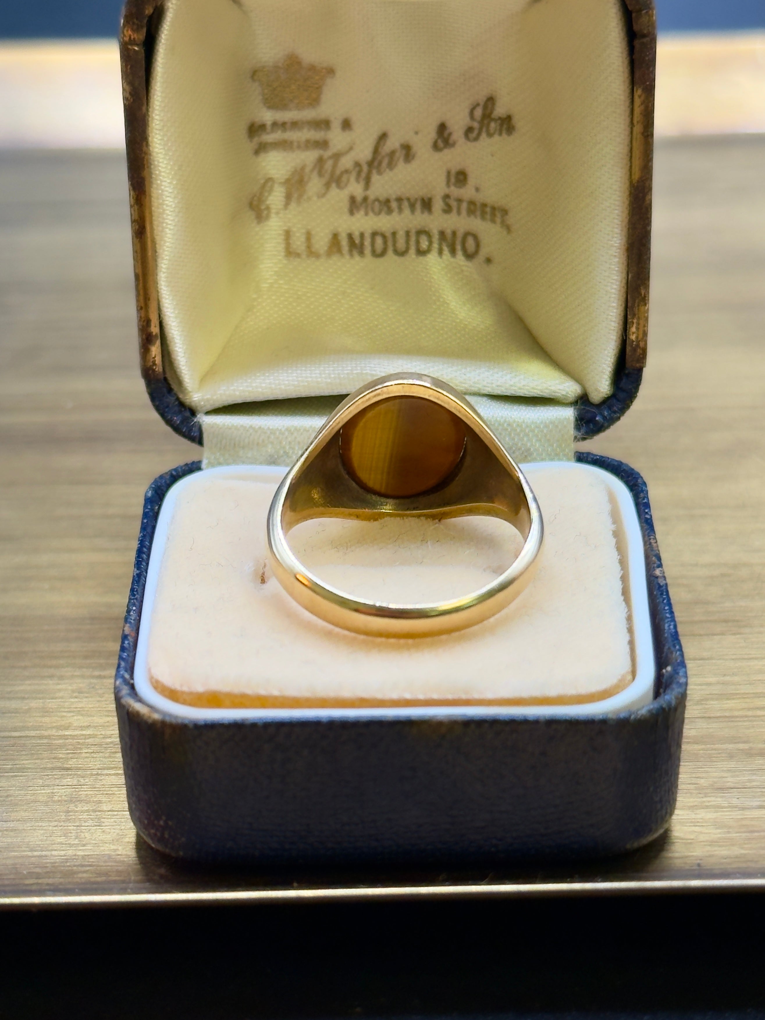 Vintage 9ct Gold Tigers Eye Ring For Men