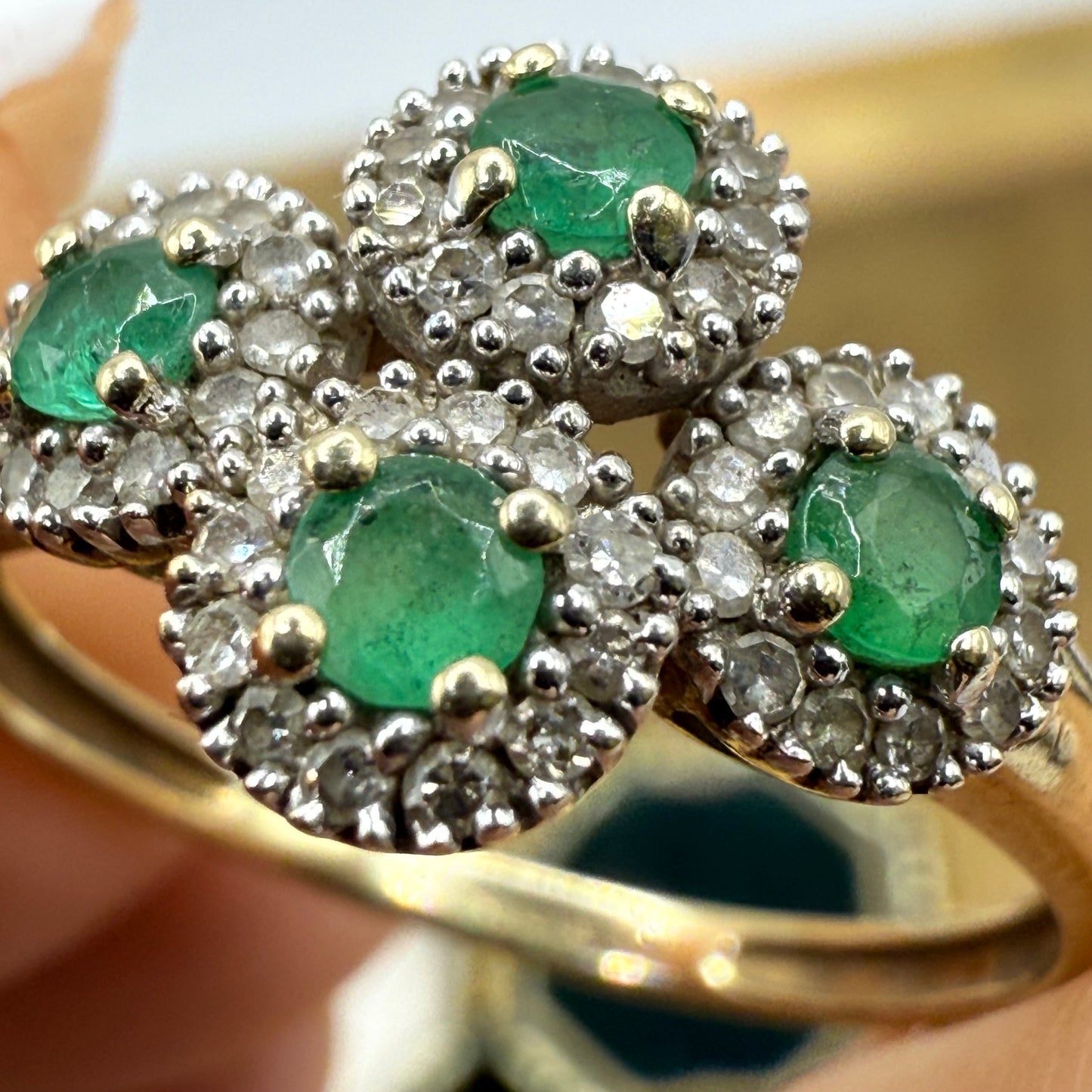 Vintage 9ct Gold Emerald and Diamond Ring
