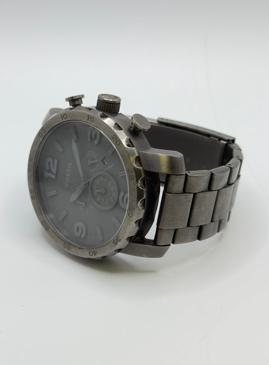 Vintage Fossil Men’s Chronograph Watch – Grey Metal