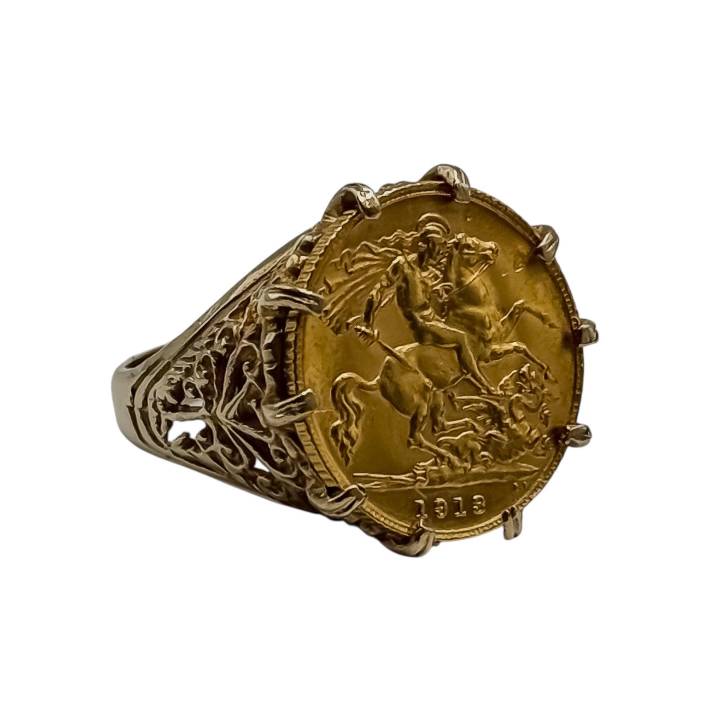 Vintage 1913 22ct Half Sovereign Coin Ring