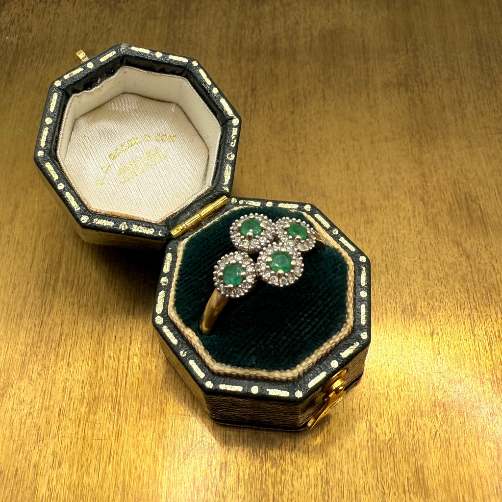 Vintage 9ct Gold Emerald and Diamond Ring