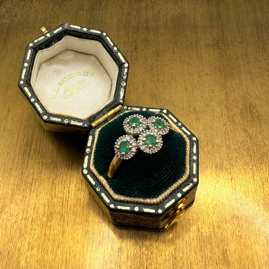 Vintage 9ct Gold Emerald and Diamond Ring