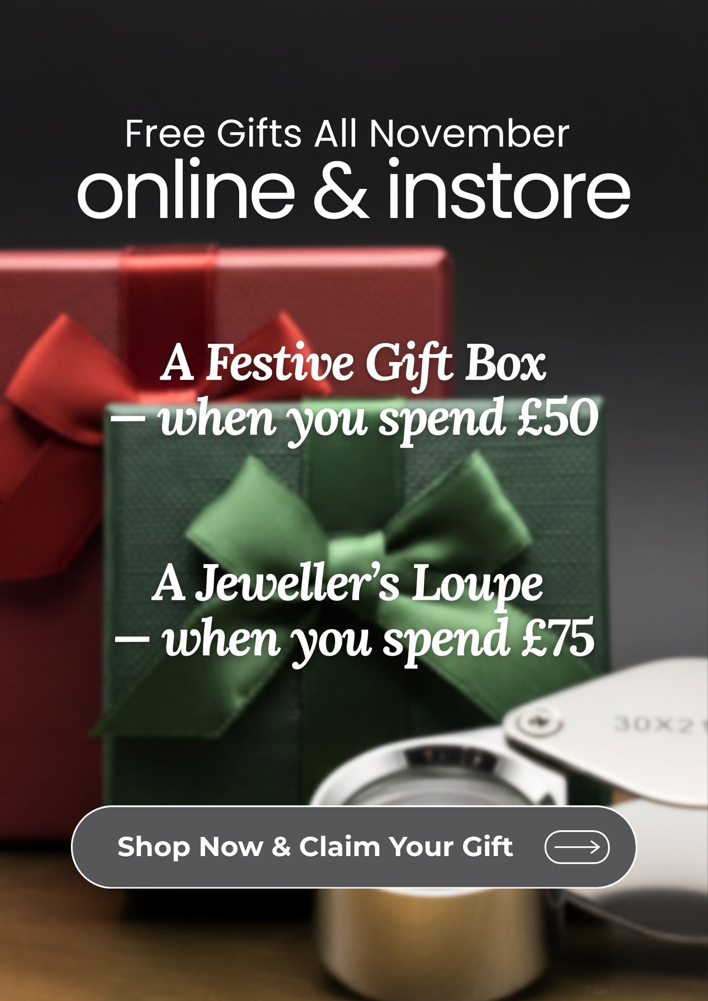 November Free Gift - Festive Gift Box & Jeweller's Loupe