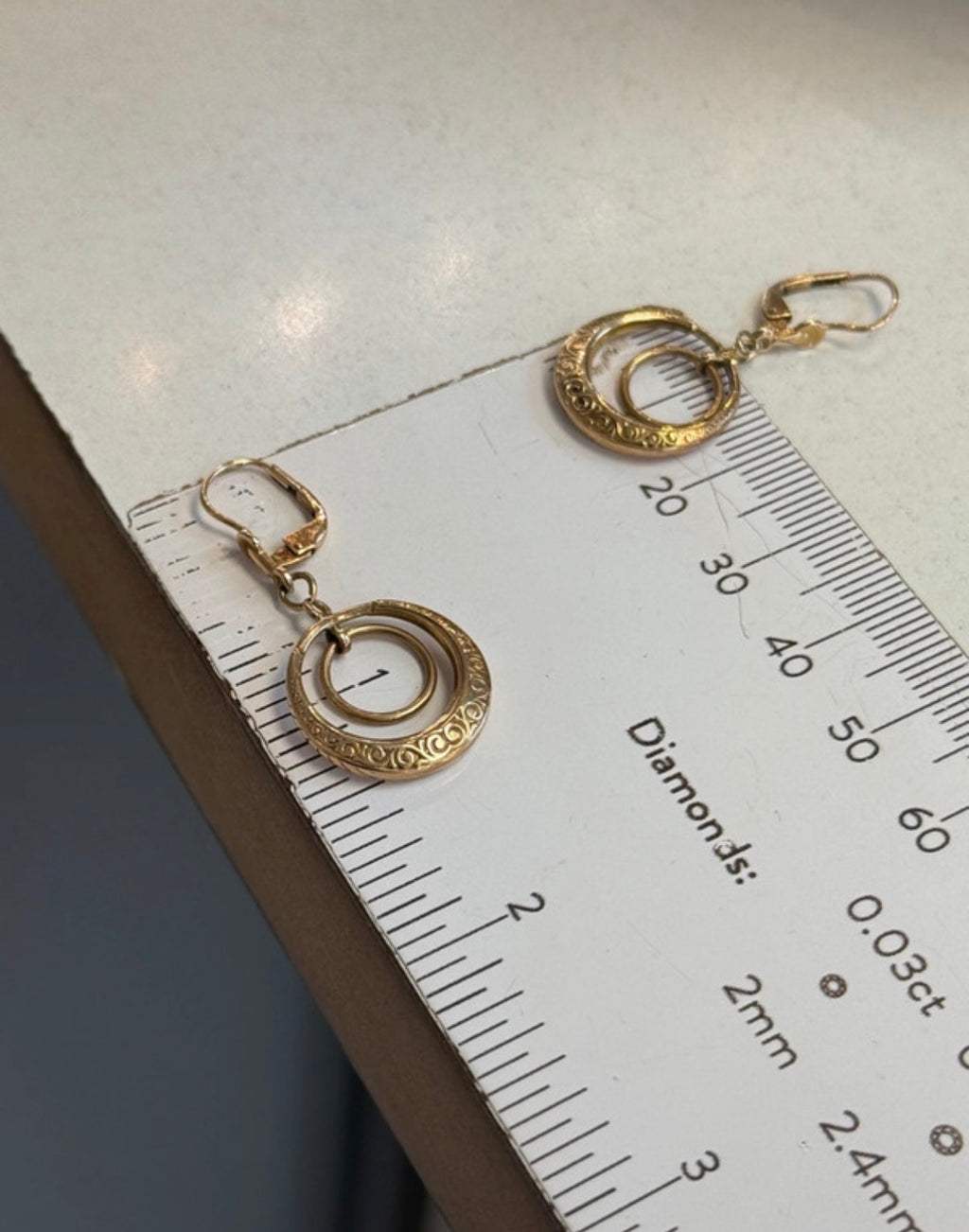 Vintage 9ct Gold Drop Circle Earrings