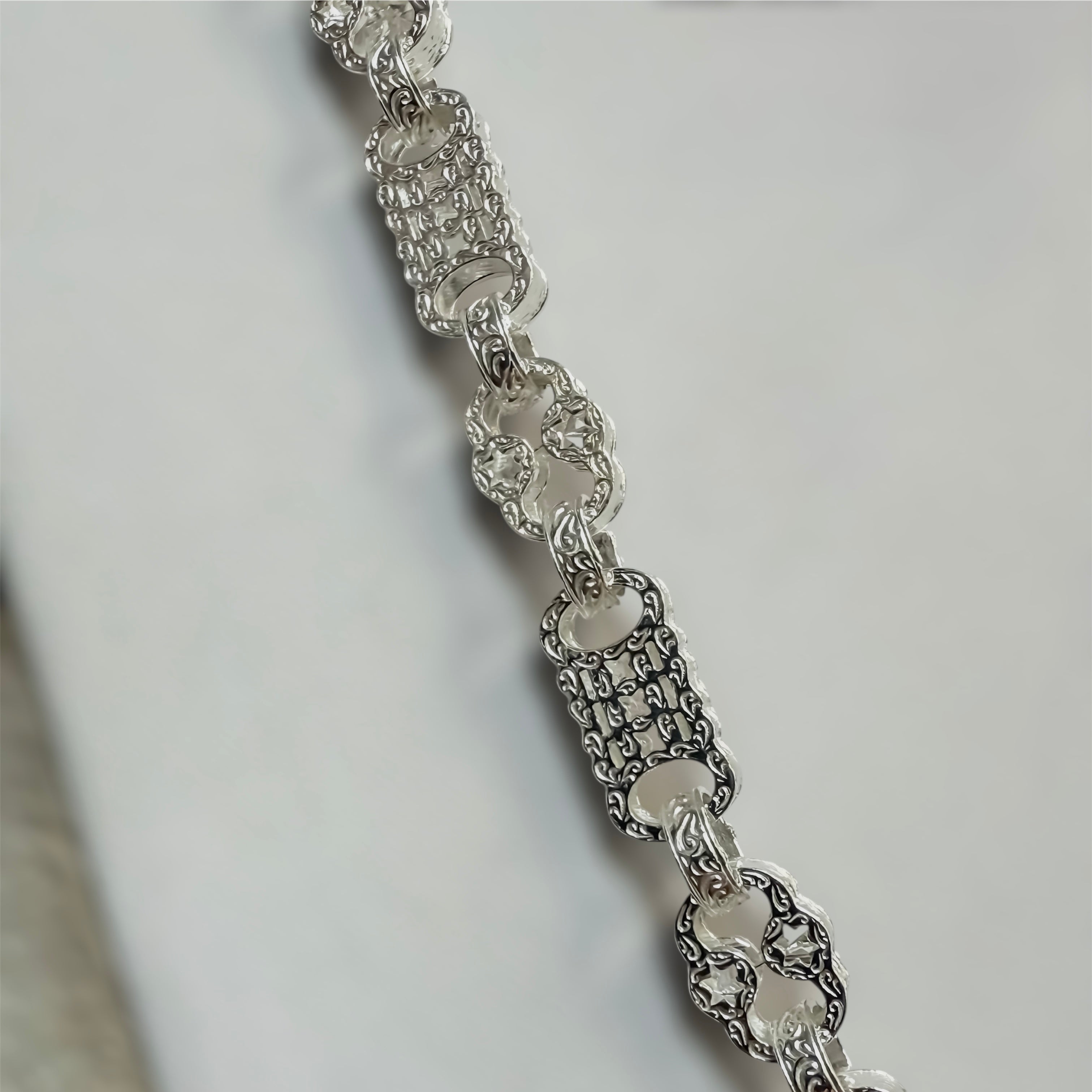 New Stars & Bars Design Sterling Silver Chain