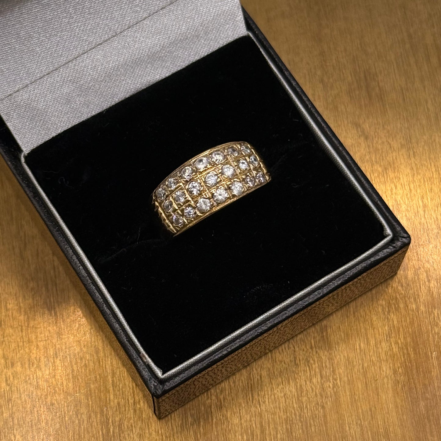 Vintage 9ct Gold Women’s Ring – 3 Row Cubic Zirconia Design