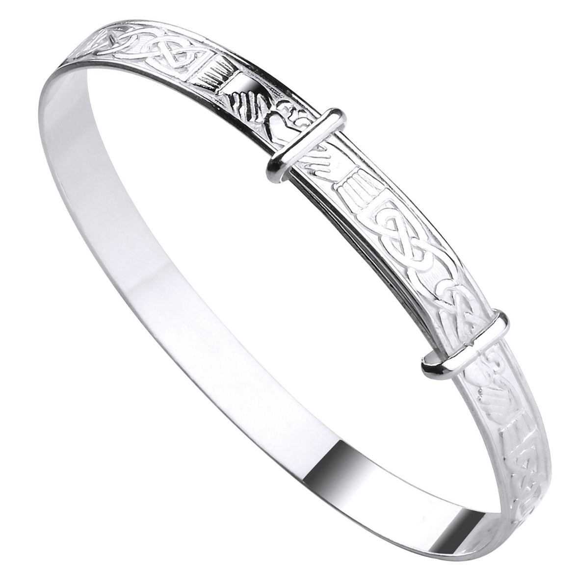 New Sterling Silver Celtic Claddagh Expandable Baby Bangle