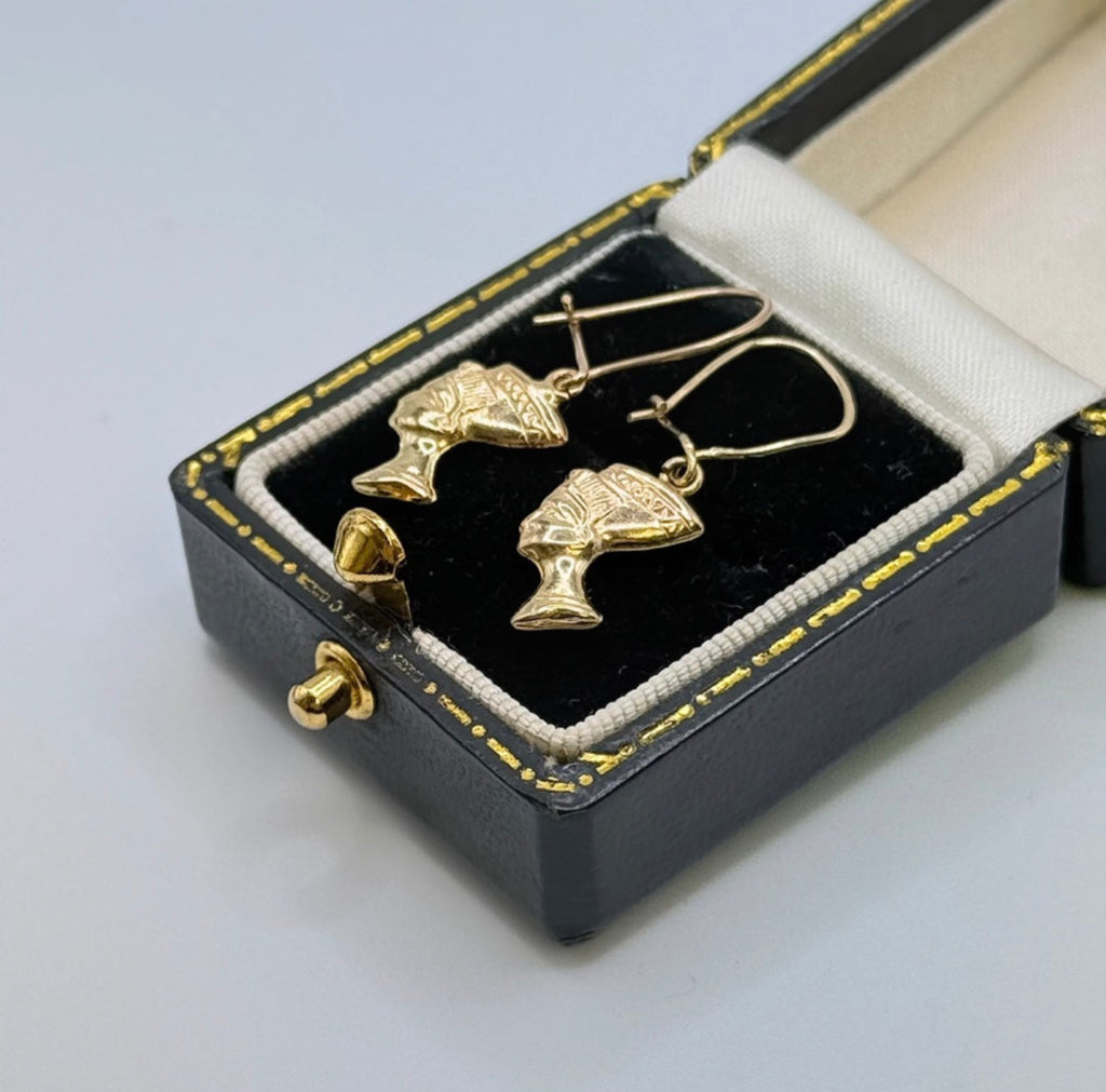 Vintage 9ct Gold Nefertiti Earrings
