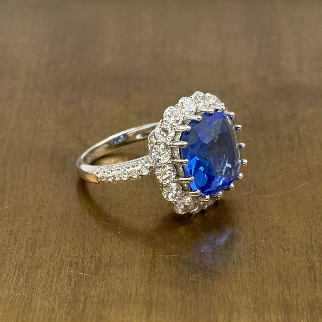 Pre-Owned Sterling Silver Blue Stone Ring – Size N