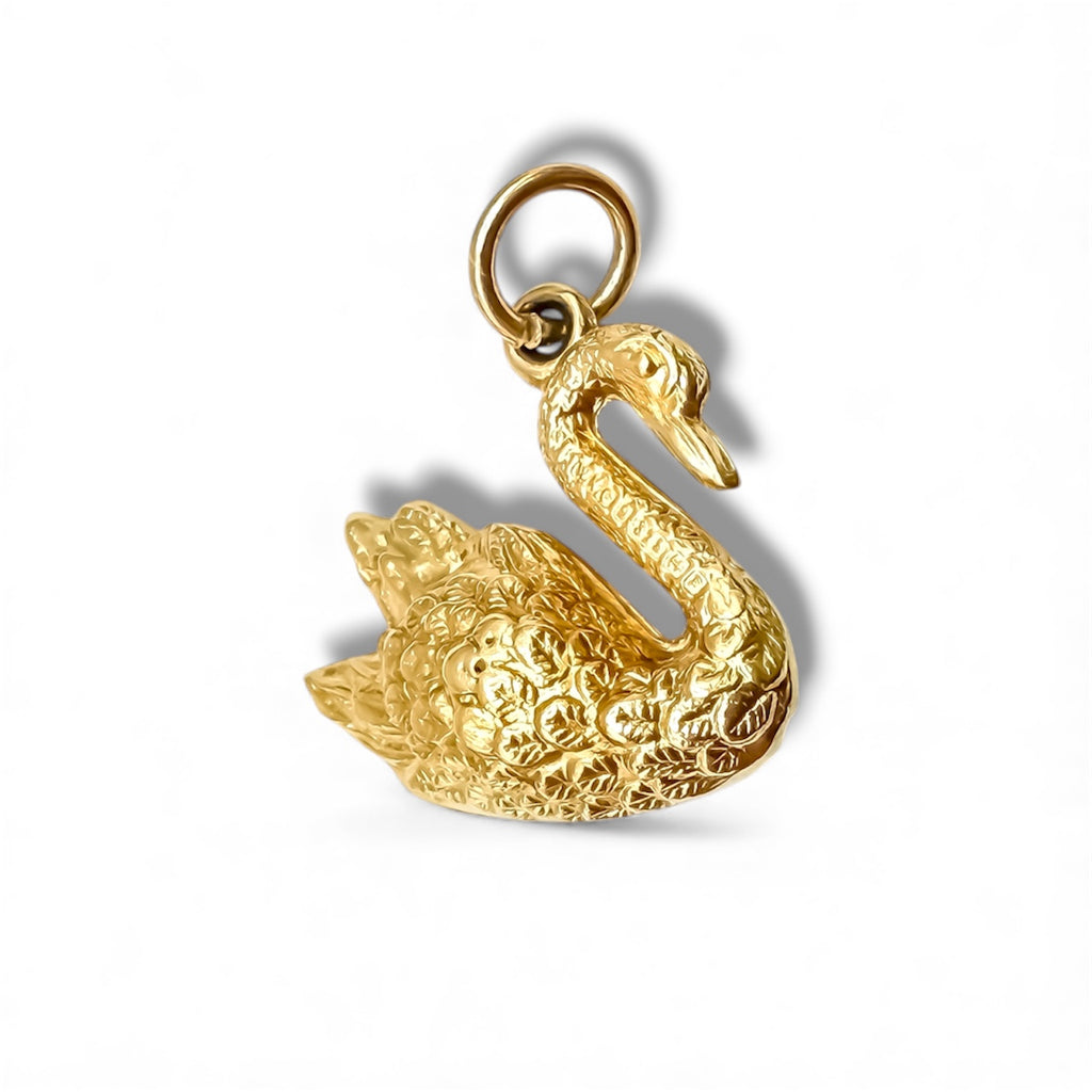 Vintage 9ct Yellow Gold Swan Charm