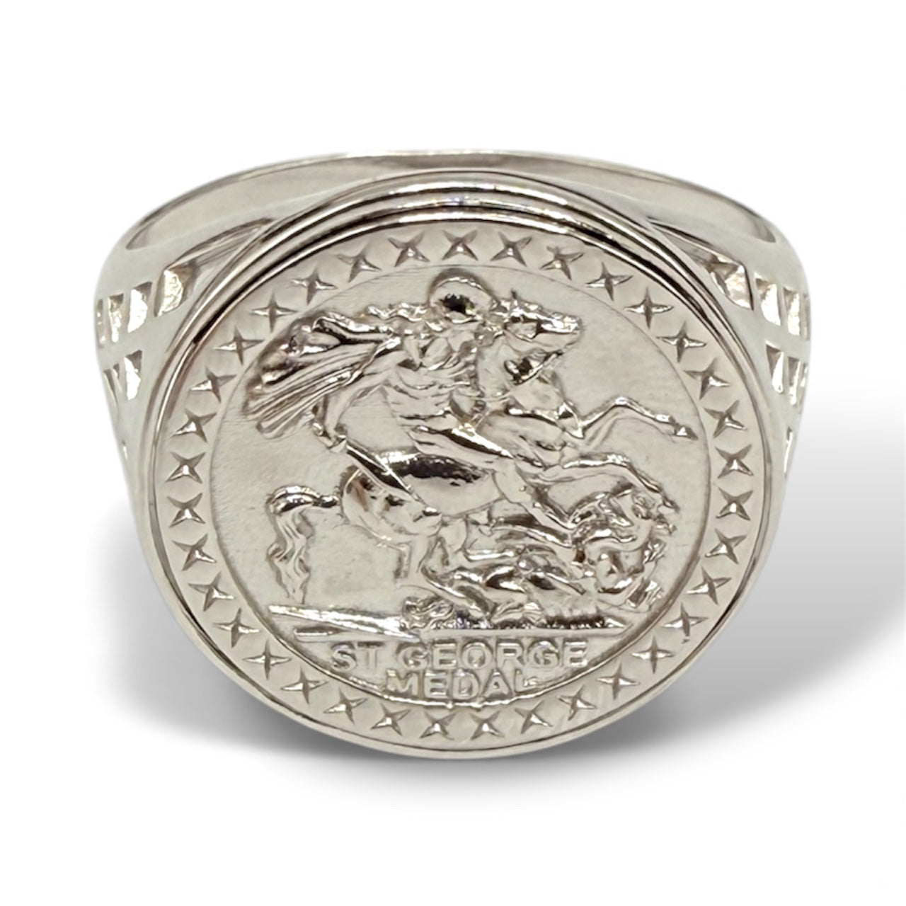 New Sterling Silver Men’s St. George Ring