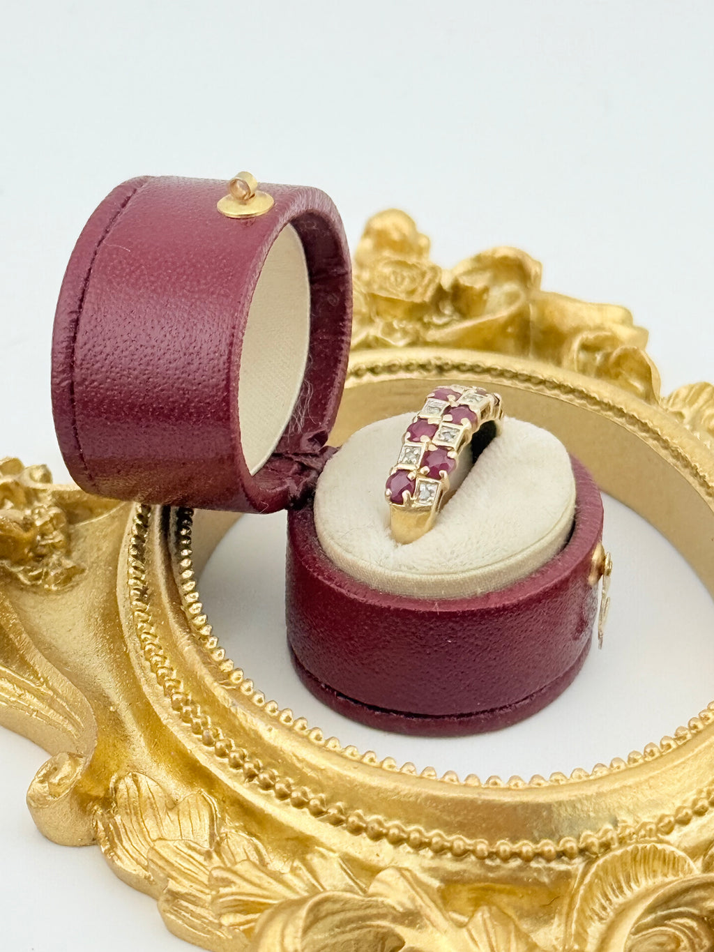 Vintage 9ct Gold Ruby & Diamond Ring