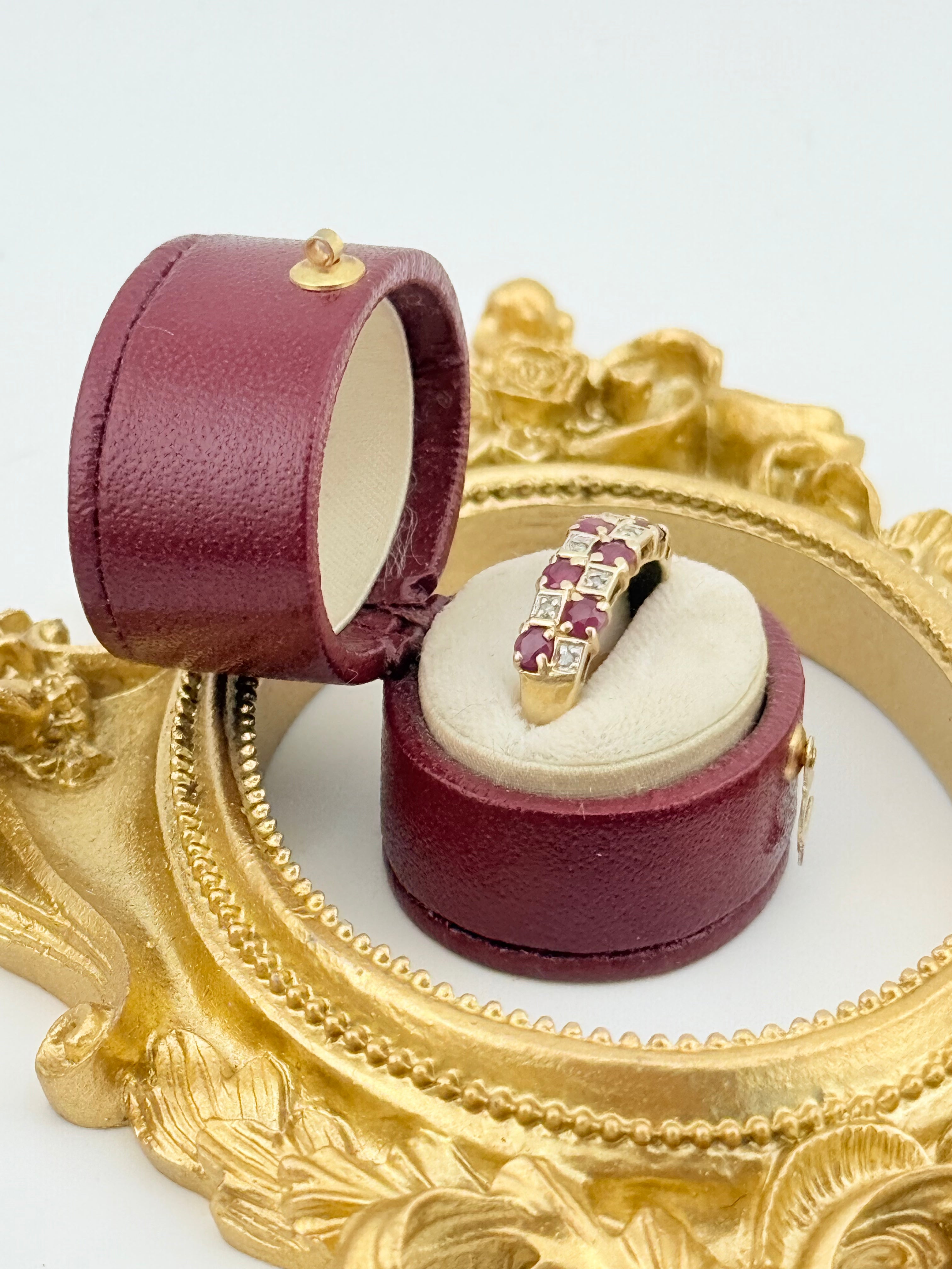 Vintage 9ct Gold Ruby & Diamond Ring