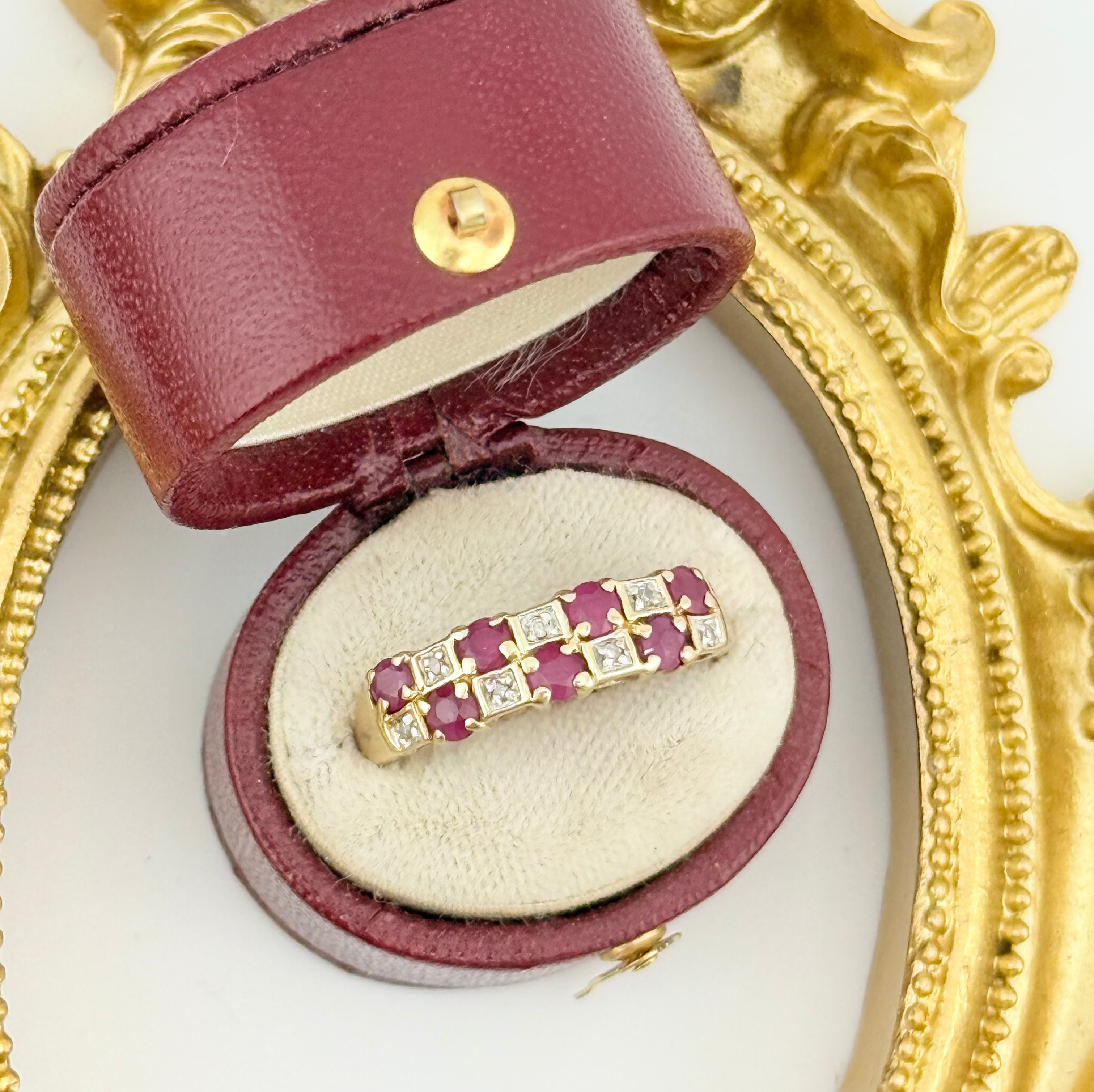 Vintage 9ct Gold Ruby & Diamond Ring