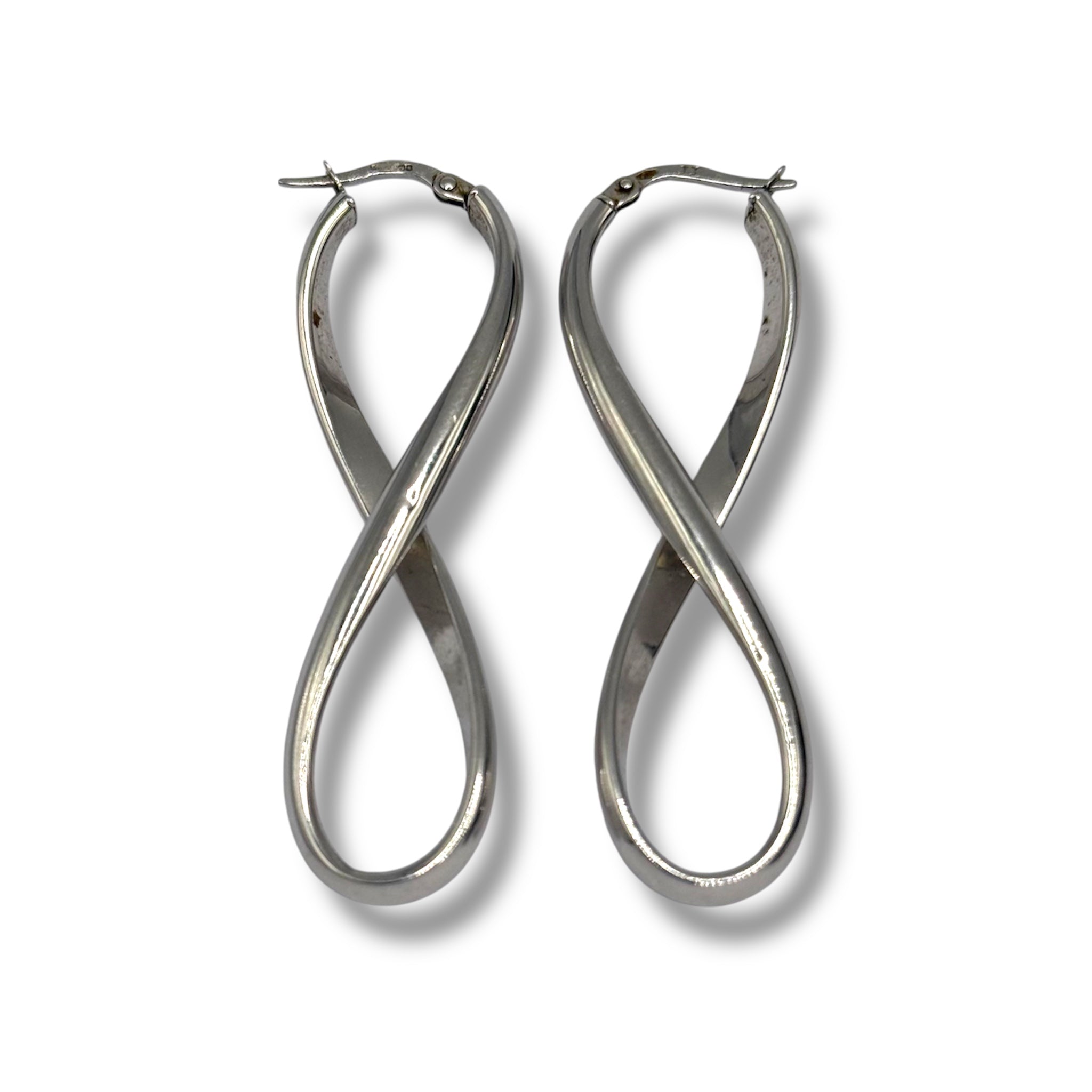 Vintage 9ct White Gold Infinity Design Earrings For Women