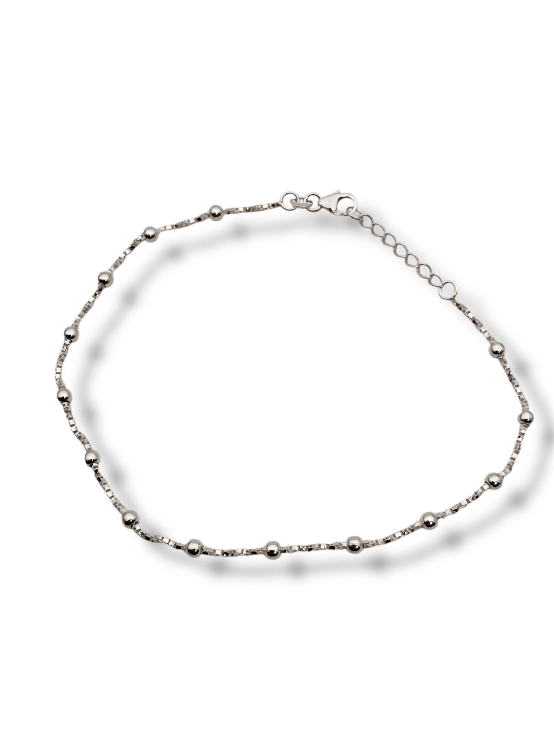 New Sterling Silver Bead Chain Anklet