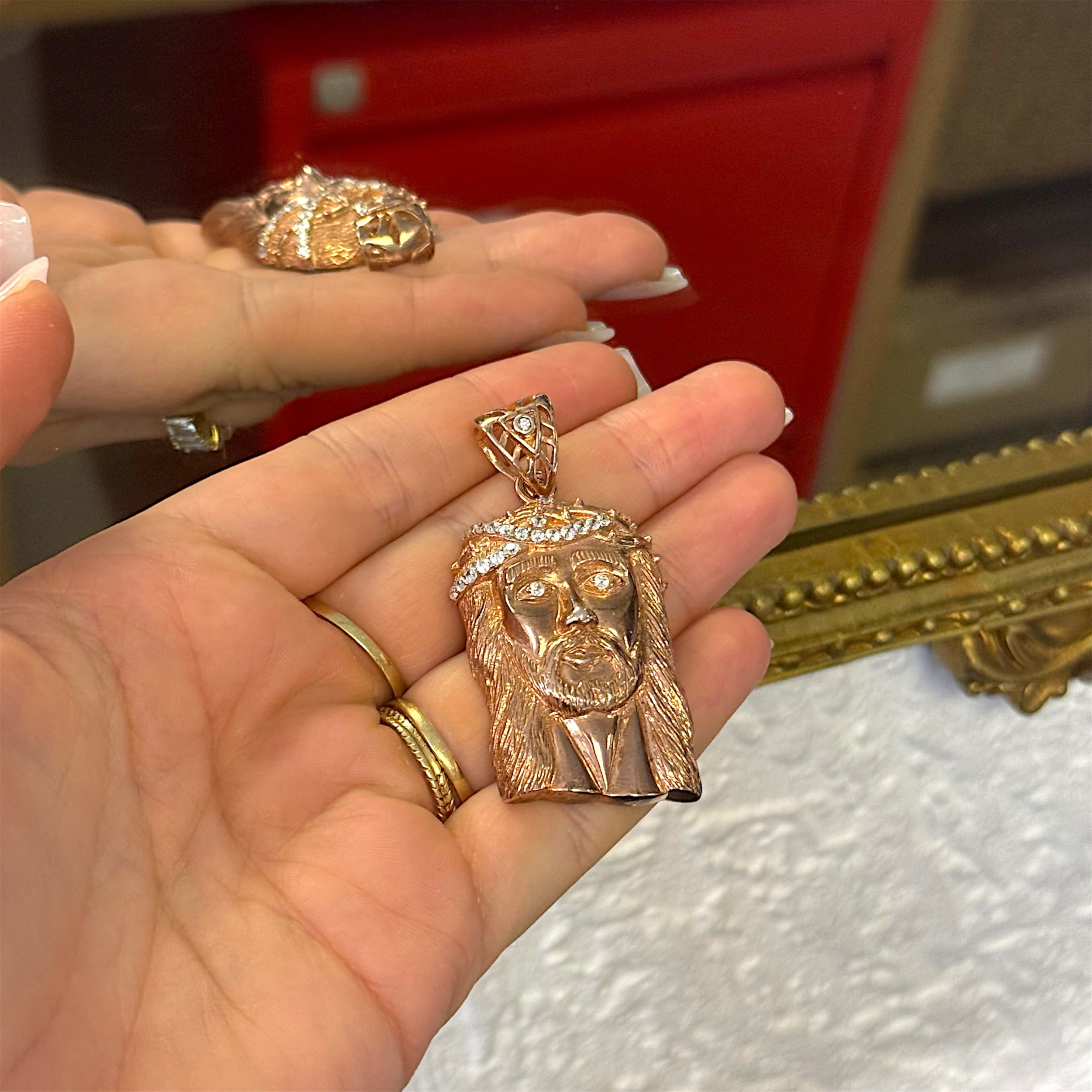 New Gold on Silver Jesus Pendant