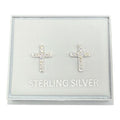 New Sterling Silver Cross Stud Earrings