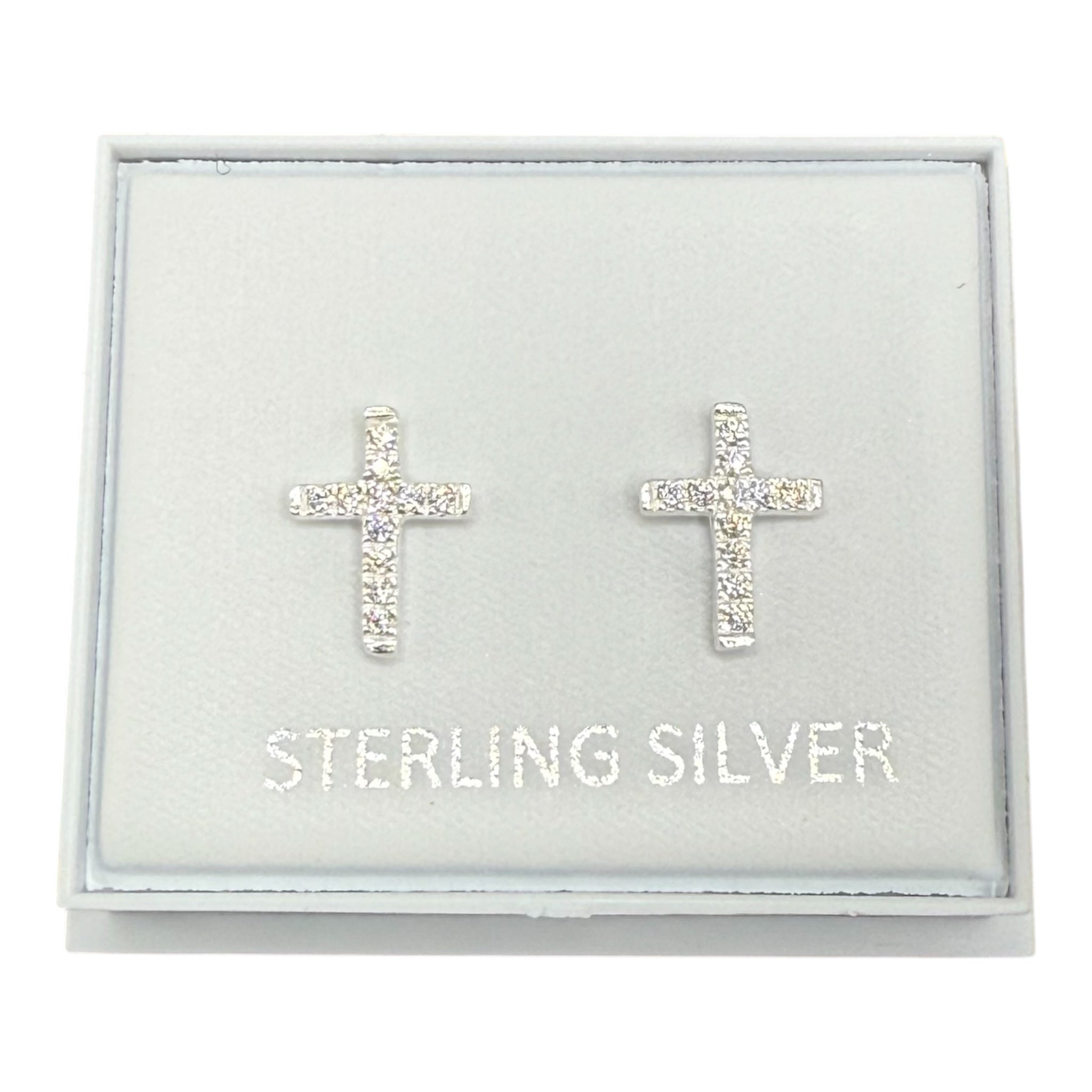 New Sterling Silver Cross Stud Earrings