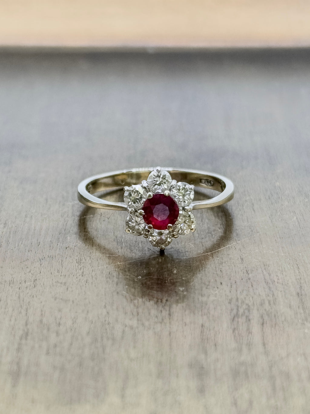 Vintage 18ct White Gold Ruby & Diamond Ring