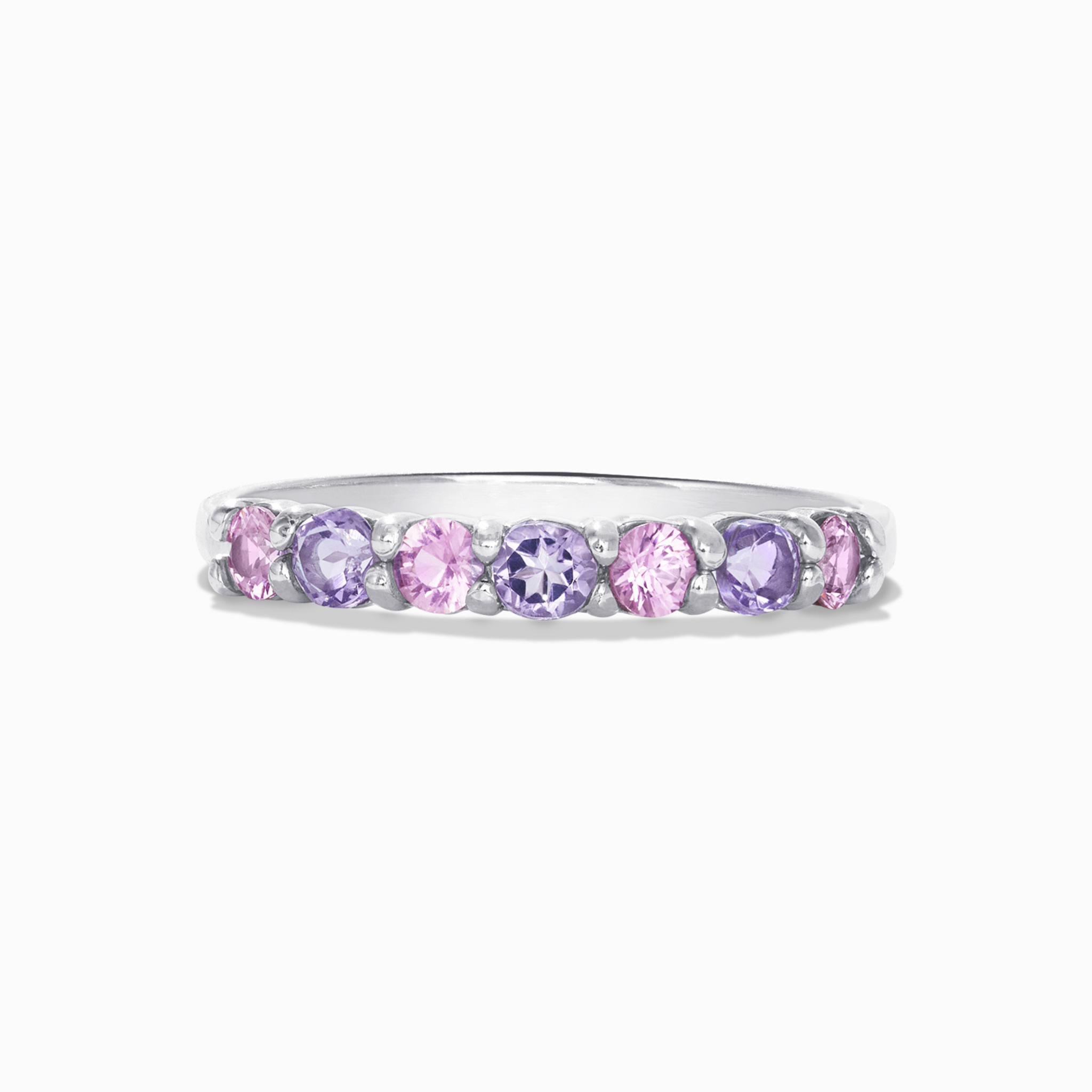 Pink Sapphire & Pink Amethyst Half Eternity Band in Sterling Silver