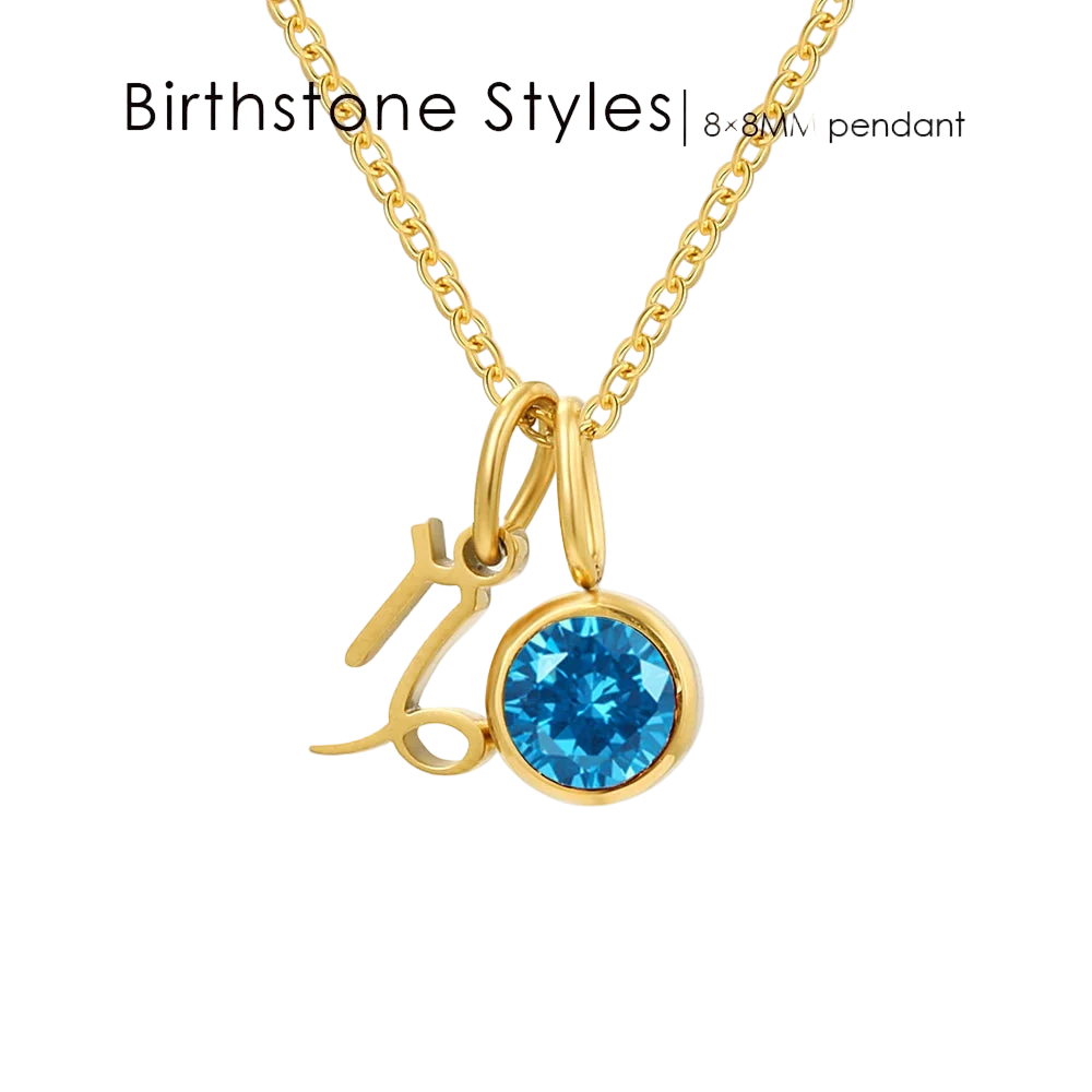 14K Gold, Silver & Rose Gold Zodiac Birthstone Necklace