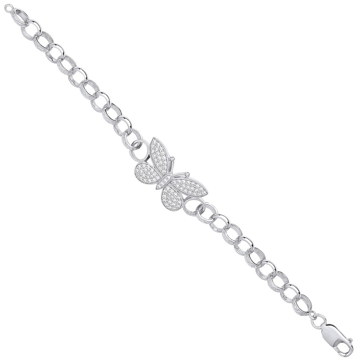 New Sterling Silver CZ Butterfly Baby Bracelet