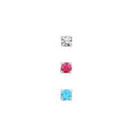 New Sterling Silver 2mm Crystal Nose Studs (set of 3)