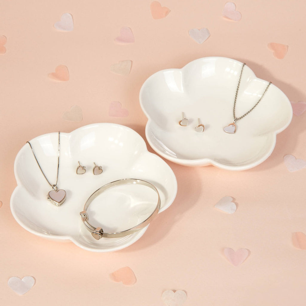 D For Diamond Mother of Pearl Heart Expandable Bangle with Diamond