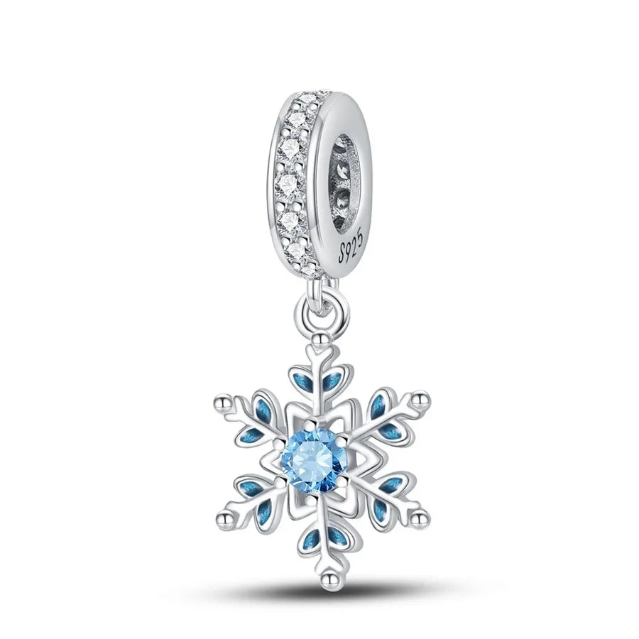 Charming Bead Pendant 925 Pure Silver Christmas Tree Bell Socks Snowflake Bracelet Accessories Attractive Jewelry Parts