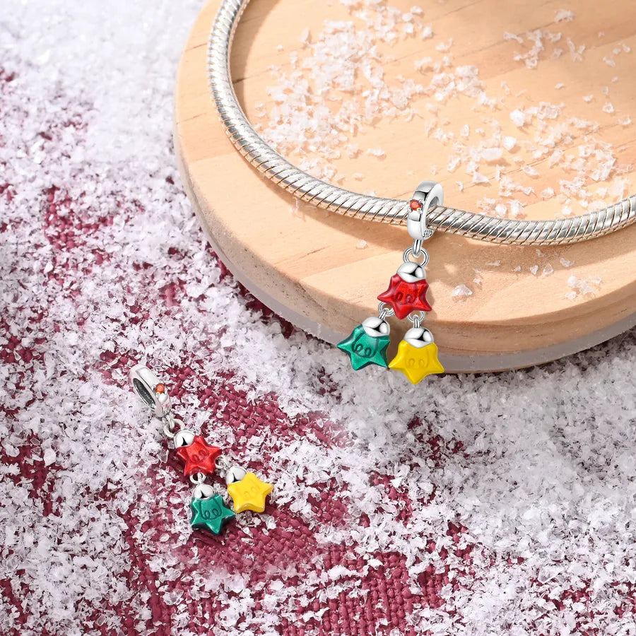 Charming Bead Pendant 925 Pure Silver Christmas Tree Bell Socks Snowflake Bracelet Accessories Attractive Jewelry Parts