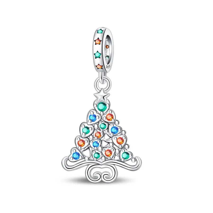 Charming Bead Pendant 925 Pure Silver Christmas Tree Bell Socks Snowflake Bracelet Accessories Attractive Jewelry Parts