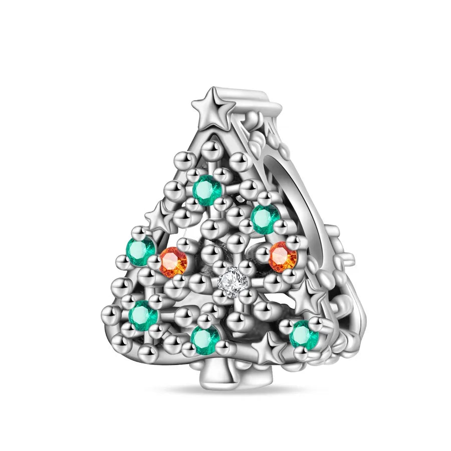 Charming Bead Pendant 925 Pure Silver Christmas Tree Bell Socks Snowflake Bracelet Accessories Attractive Jewelry Parts