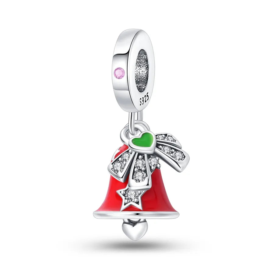 Charming Bead Pendant 925 Pure Silver Christmas Tree Bell Socks Snowflake Bracelet Accessories Attractive Jewelry Parts